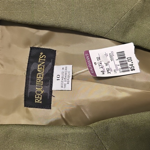 Womens Requirements Chartreuse Linen Blazer Sz 10 - Picture 2 of 8